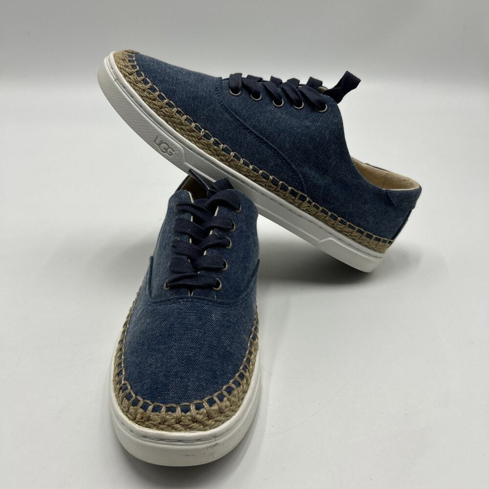 UGG Eyan II 1015244 Blue Canvas Espadrille Lace Up Low Top Sneakers Woman's 8.5